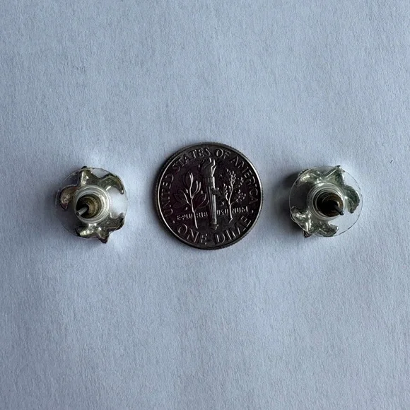 Betsey Johnson Silver Fleur-de-Lis Stud Earrings - Picture 4 of 4
